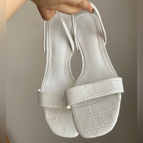 Zara Animal White Leather High Heeled Elastic Slingback Sandal size 38 / 7.5 - Picture 13 of 16